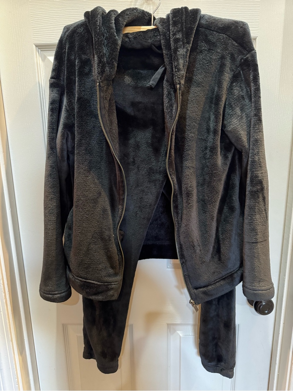 UGG Black Plush Hooded Zip Jacket